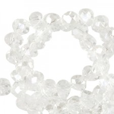 Faceted glass beads 4x3mm disc Crystal-pearl shine coating